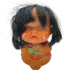 Vintage 1960s Rubber Face Crying Doll Japan Souvenir Kawaii Big Tears Decor‎